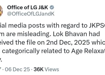 Social Media Claims on JKPSC Exam Misleading, Says LG’s Office