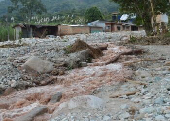 rubble and stones after a flood